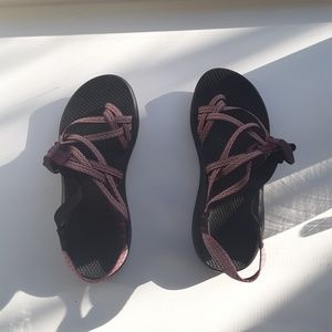 Chacos Pink and Black Two Strap Sandals